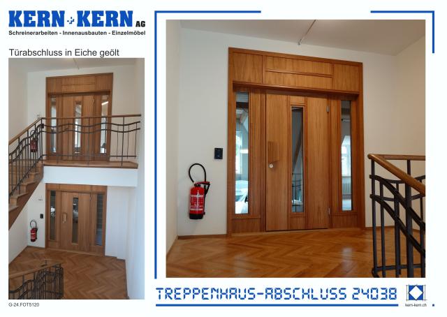 Treppenhausabschluss Türe in Eiche